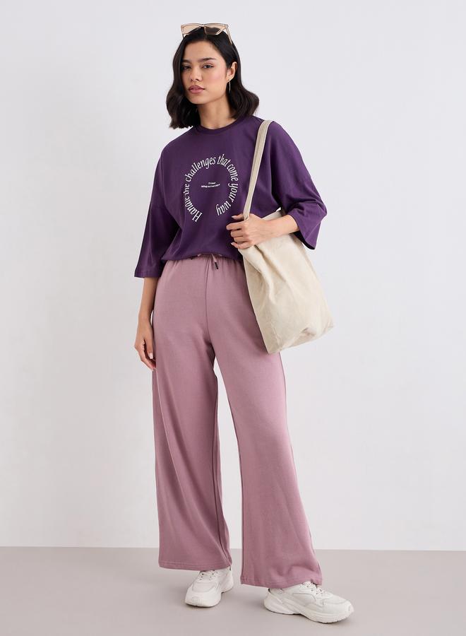 ستايلي تيشيرت فضفاض بطبعة كتابة - Image 2